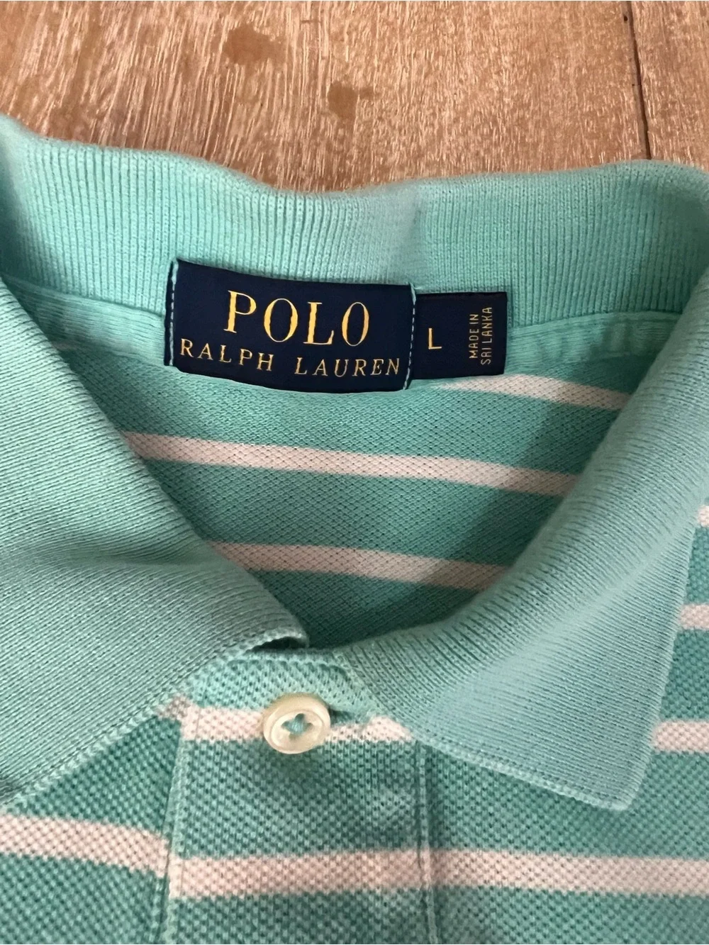 Ralph Lauren Mint & White Striped Polo Shirt